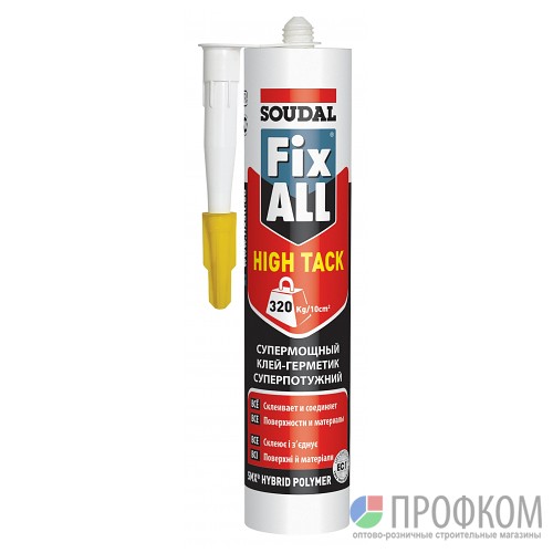 Клей-герметик полимерный SOUDAL Fix All Hight Tack, белый, 290мл